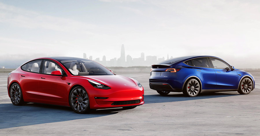 Tesla Model 3 és Model Y egymás mellett