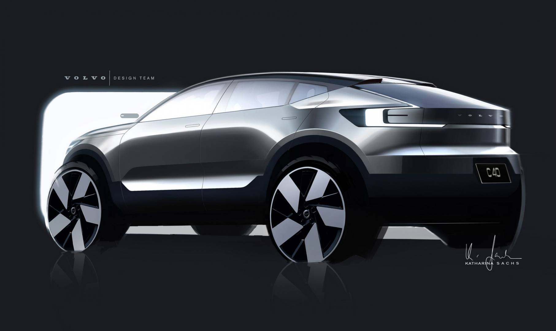 Volvo elektromos crossover hátulról – látványterv